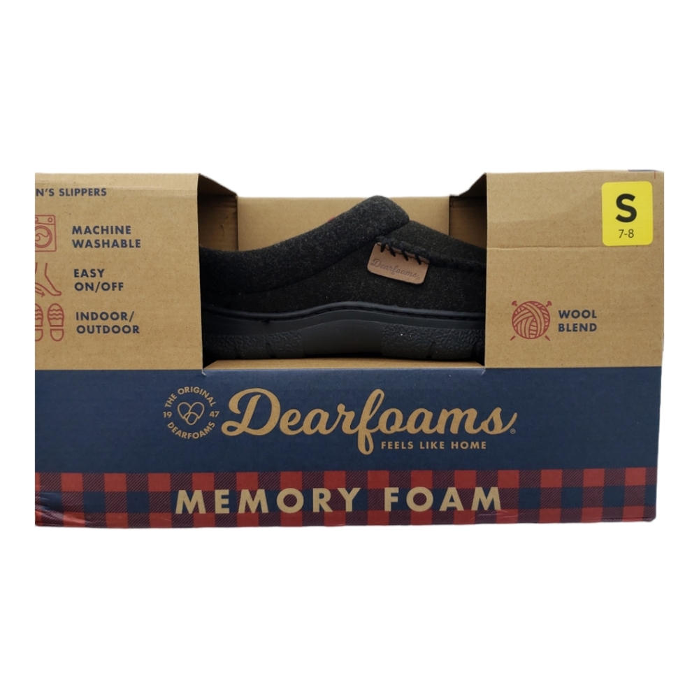 Dearfoams NIB Men's Wool Blend Slippers Size Small in Black